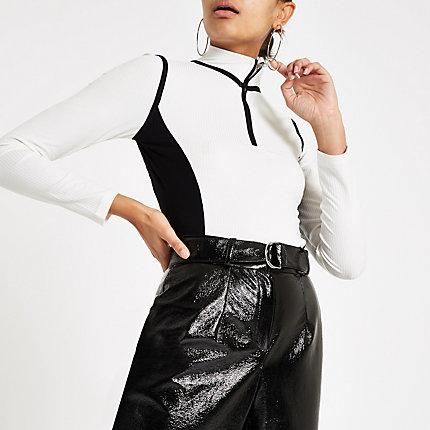 River Island Womens Jersey Colour Block Half Zip Top