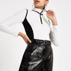 River Island Womens Jersey Colour Block Half Zip Top