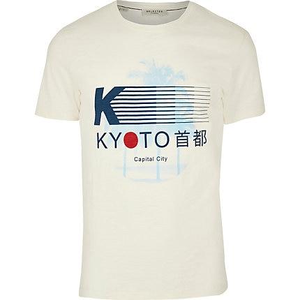 River Island Mens Selected Homme White Printed T-shirt