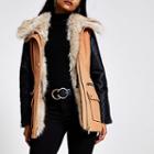 River Island Womens Petite Faux Leather Sleeve Jacket
