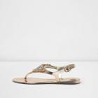 River Island Womens Gold Metallic Embellished Jelly Sandals