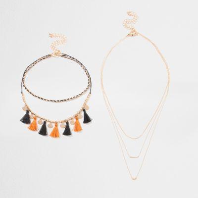 River Island Womens Tassel Chain Draper Choker Set
