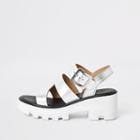 River Island Womens Silver Metallic Cleated Sandals