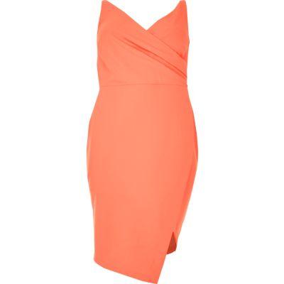 River Island Womens Ri Plus Fluro Wrap Bodycon Dress