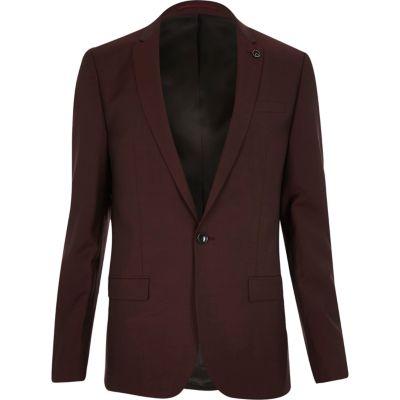 River Island Mens Berry Skinny Suit Jacket