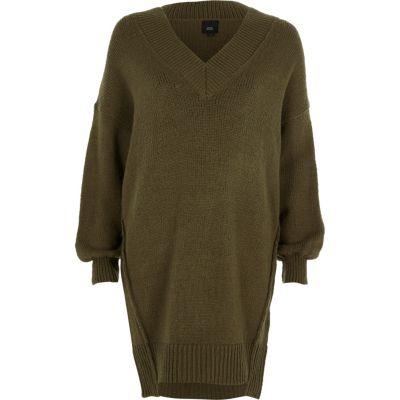 River Island Womens V Neck Sweater Dress