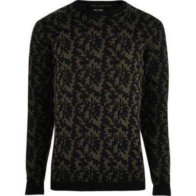 River Island Mensblack Abstract Print Sweater