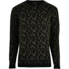 River Island Mensblack Abstract Print Sweater