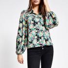 River Island Womens Floral Long Puff Sleeve Shirt