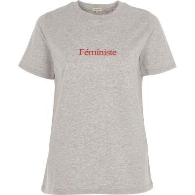 River Island Womens Marl 'fministe' T-shirt