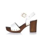 River Island Womens White Leather Strappy Clogs