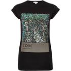 River Island Womens Sequin Embellished Fitted T-shirt