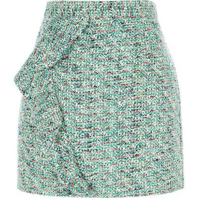 River Island Womens Frill Front Boucle Mini Skirt