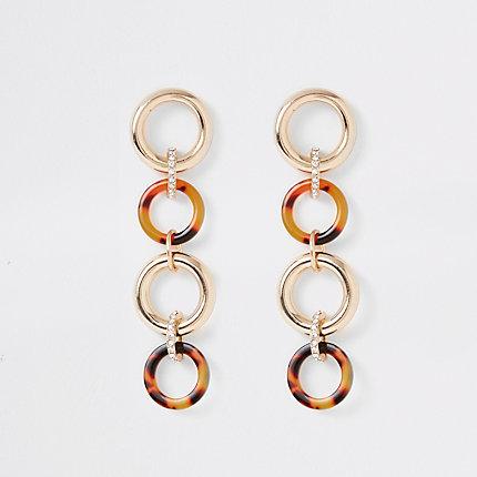 River Island Womens Interlinked Circle Drop Earrings