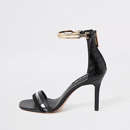 River Island Womens High Heel Gold Ankle Cuff Sandal