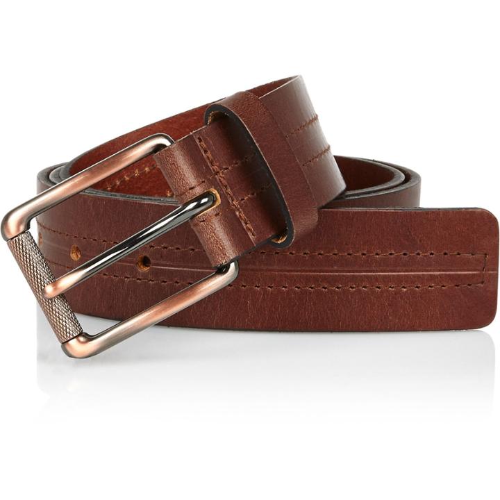 River Island Mensbrown Leather Centre Seam Belt