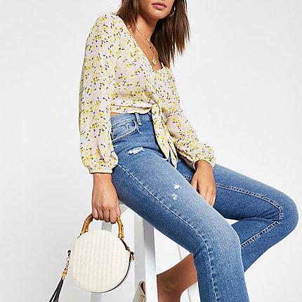 River Island Womens Floral Tie Crop Top