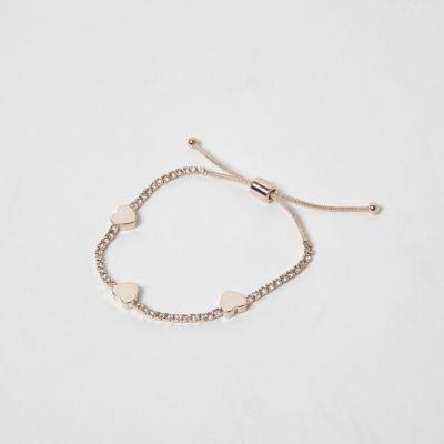 River Island Womens Rose Gold Tone Heart Lariat Bracelet