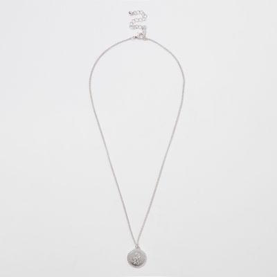 River Island Mens Silver Tone Ri Coin Necklace