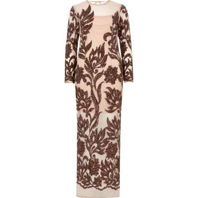 River Island Womens Long Sleeve Embellished Maxi Dress
