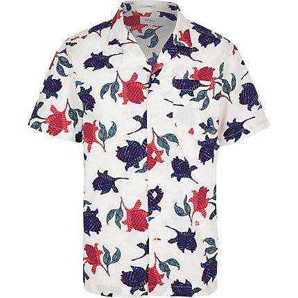 River Island Mens Pepe Jeans White Print Shirt