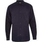 River Island Mensnavy Poplin Long Sleeve Shirt