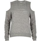 River Island Womens Slogan Print Cold Shoulder Sweatshirt