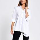 River Island Womens White Asymmetric Long Sleeve Shirt