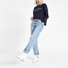 River Island Womens 'mots D'amour' Pearl Trim Sweatshirt