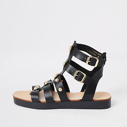 River Island Womens Leather Studded Gladiator Sandals