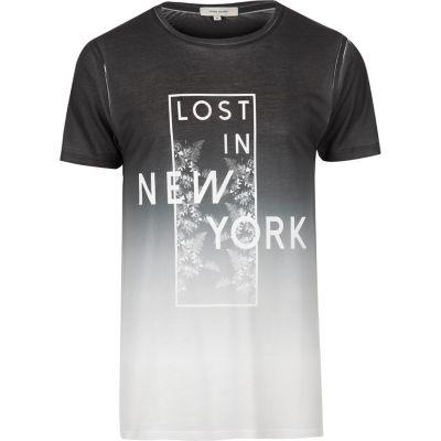River Island Mens White Faded Nyc Print T-shirt