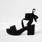 River Island Womens Soft Tie Platform Mid Heel Sandals
