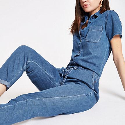 River Island Womens Denim Jumpsuit