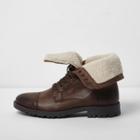 River Island Mens Fleece Lined Leather Work Boots