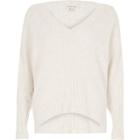 River Island Womens Oatmeal Ribbed Panel Batwing Sweater