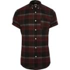 River Island Mens Check Muscle Fit Short Sleeve Shirt