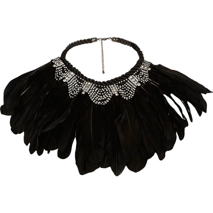 River Island Womens Jewelled Feather Necklace