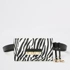 River Island Womens White Zebra Print Lock Front Belted Bum Bag