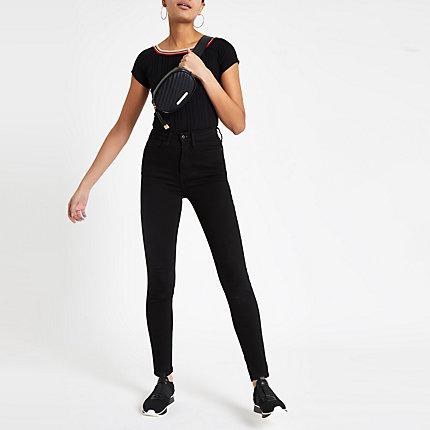 River Island Womens Rib Tipped Crew Neck Bodysuit