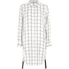 River Island Womens White Check Ruched Side Shirt Dress