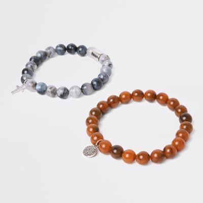 River Island Mens Beaded Bracelet Pack