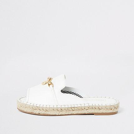 River Island Womens White Espadrille Peep Toe Sandals