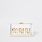 River Island Womens White Ri Embossed Clip Top Purse