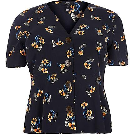 River Island Womens Plus Floral Tea Top