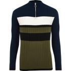 River Island Mens Rib Blocked Muscle Fit Funnel Jumper