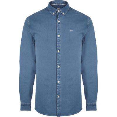 River Island Mens Muscle Fit Long Sleeve Denim Shirt