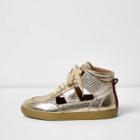 River Island Womens Gold Cut-out Hi Tops