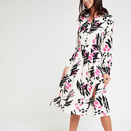 River Island Womens Print Midi Shirt Dress