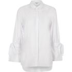 River Island Womens White Tie Cuff Detail Long Sleeve Shirt