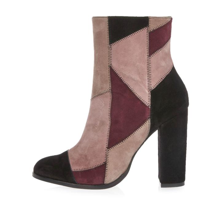 River Island Womens Suede Patchwork Block Heel Boots